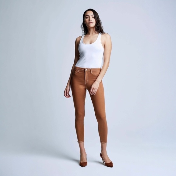 L'AGENCE - MARGOT COATED IN JAVA/ NATURAL CONTRAST DENIM Size 26 - Picture 1 of 9
